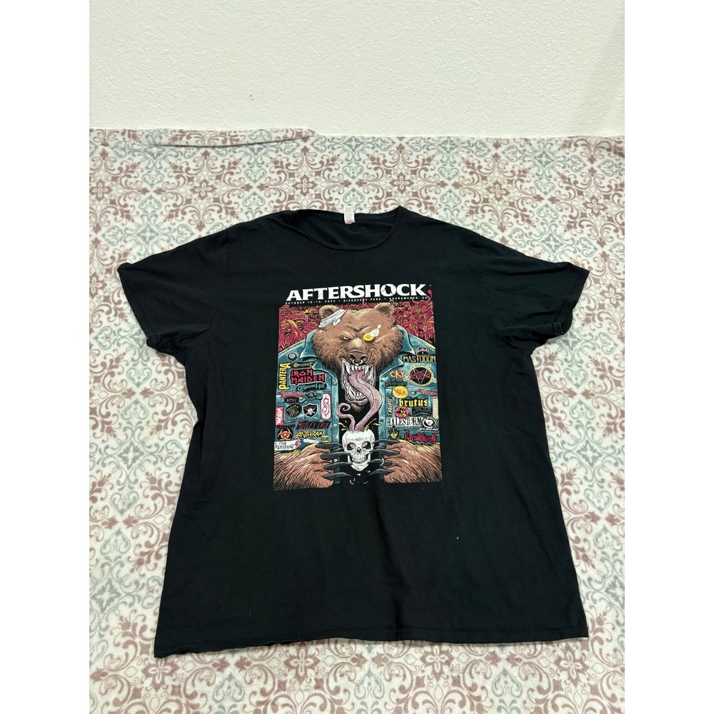 Aftershock Festival 2024 Concert T-Shirt Mens 2XL Black Slayer Slipknot Iron Mai